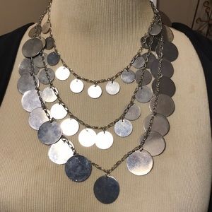 Silver tone 3 roll necklace